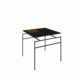 Mesa de Canto Marselha Preto Com Metal Preto